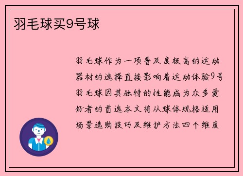羽毛球买9号球